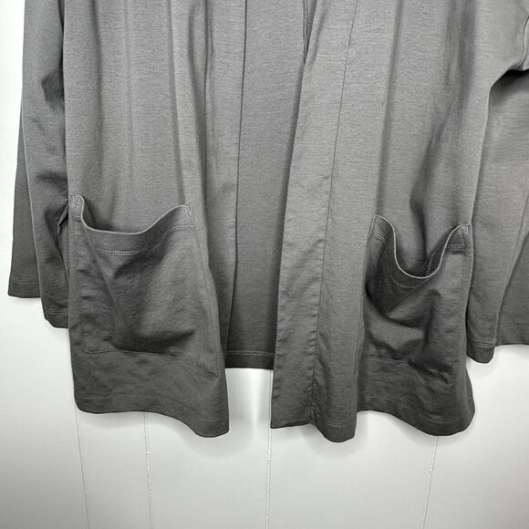 Eileen Fisher Womens Size XL Open Front High Collar Ponte Jacket Gray Pockets - Picture 2 of 10